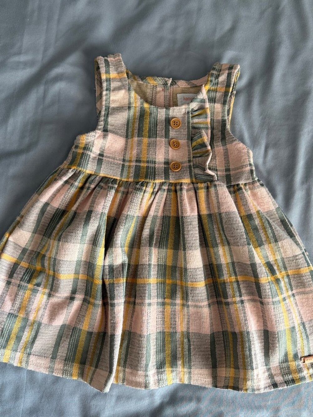 Kensie baby giri Plaid dress Ruffles size 18 m,button,